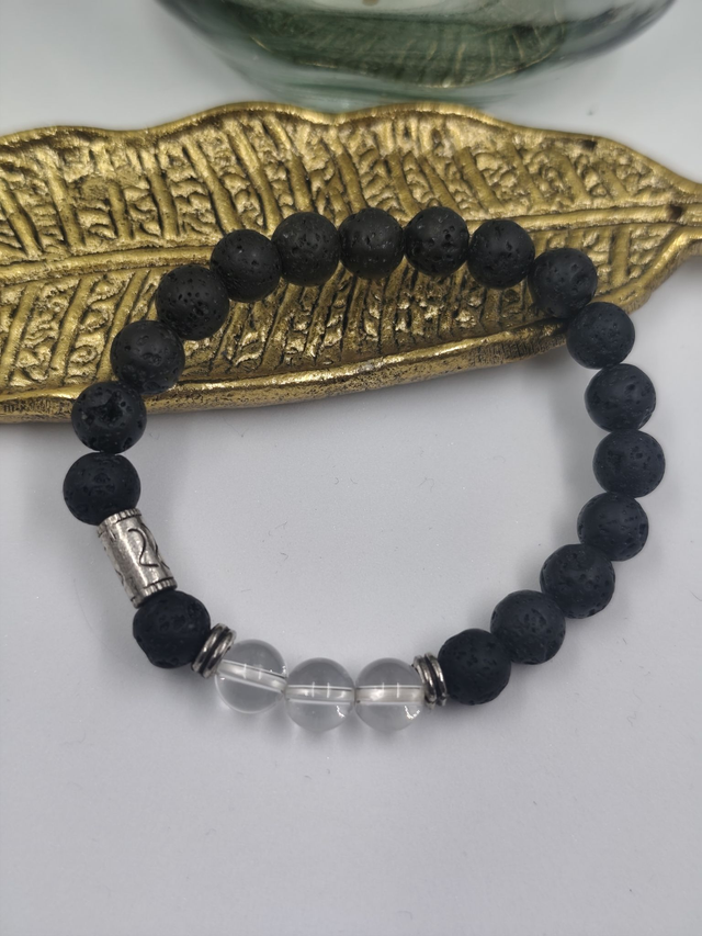 Bracelet Pierre de Lave &amp; Cristal de Roche