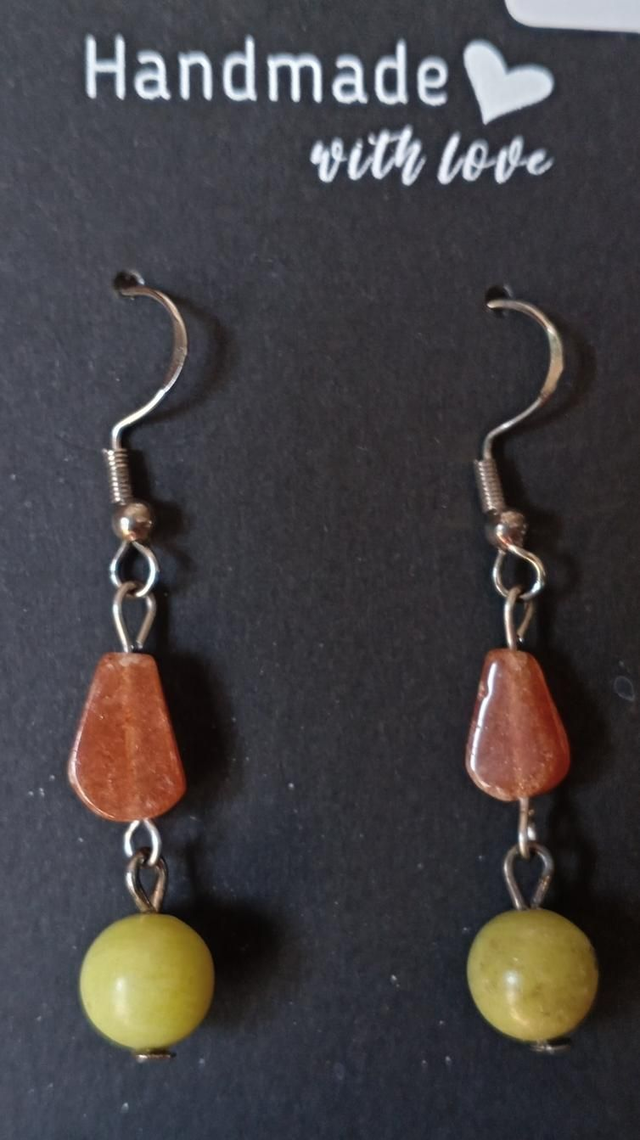 Chalcedony & Lava Bead Sterling Silver Earrings