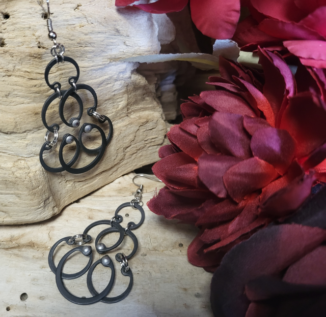 Boucles d'Oreilles Néo Circlips "Rosace d'Acier"