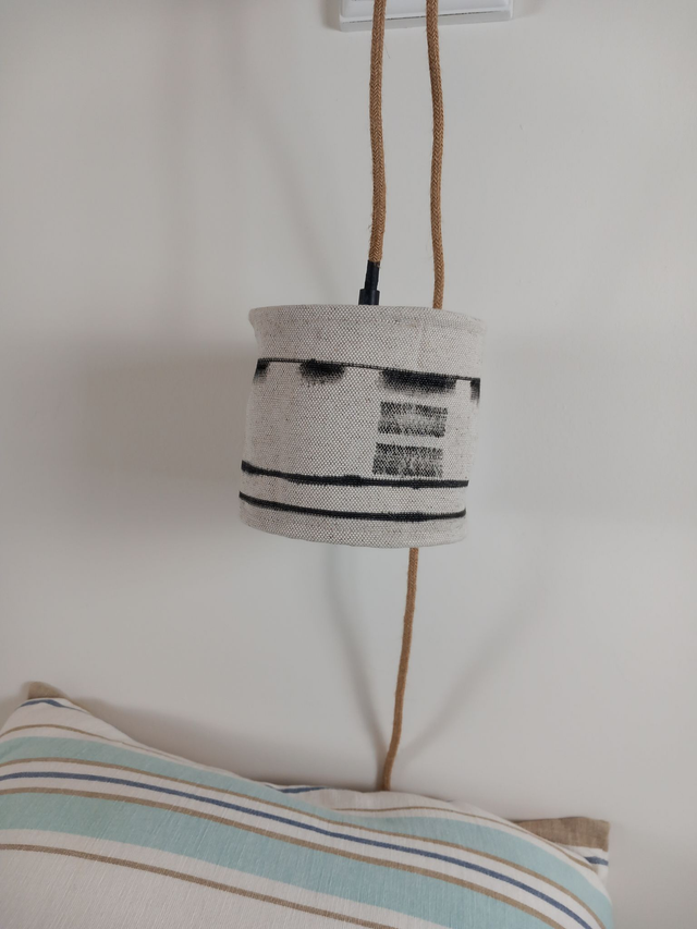 Abat-jour lampe baladeuse en lin naturel peint à la main diamètre 15 cm