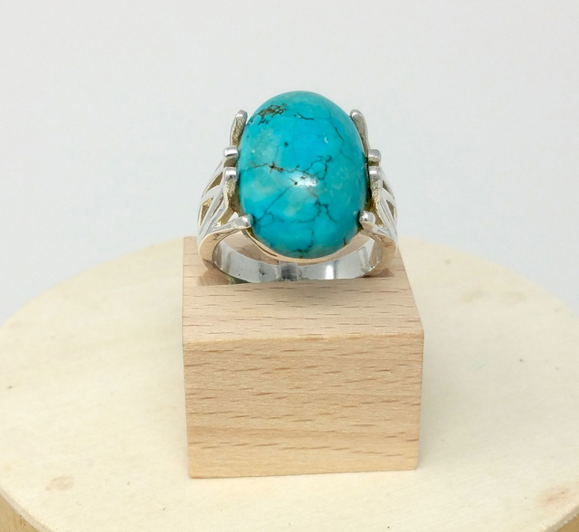 Bague pour femme cabochon en turquoise ovale - 2171