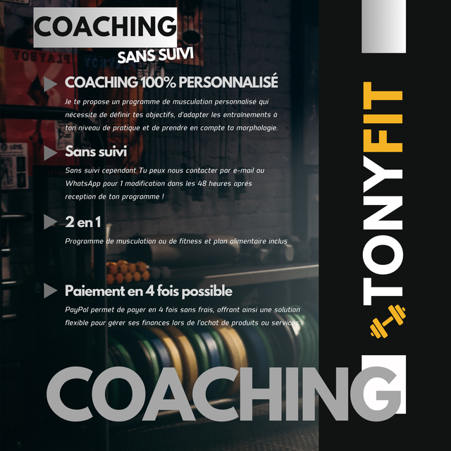Coaching 100% personnalisé SANS SUIVI