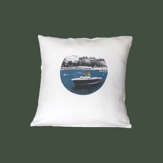 Housse de coussin RIVA blanc brodé main