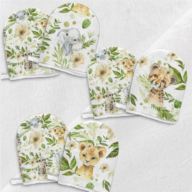 Panneau gant de toilette savane feuille (lot de 4 faces)  