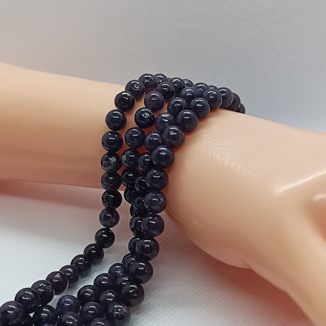 Lépidolite Perles Rondes Polies - Fil Complet