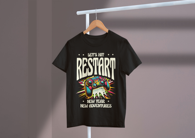 Let’s Hit Restart New Year New Adventures, Gaming Spirit. Lasst uns auf „Neustart, neues Jahr, neue Abenteuer“ klicken, Gaming-Geist