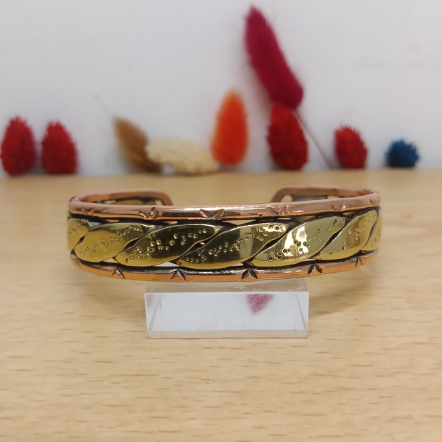 Bracelet unique en laiton et cuivre – tresse épaisse, style élégant