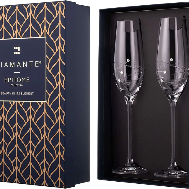 Spiral Crystal Chamagne Flutes - Set of 2