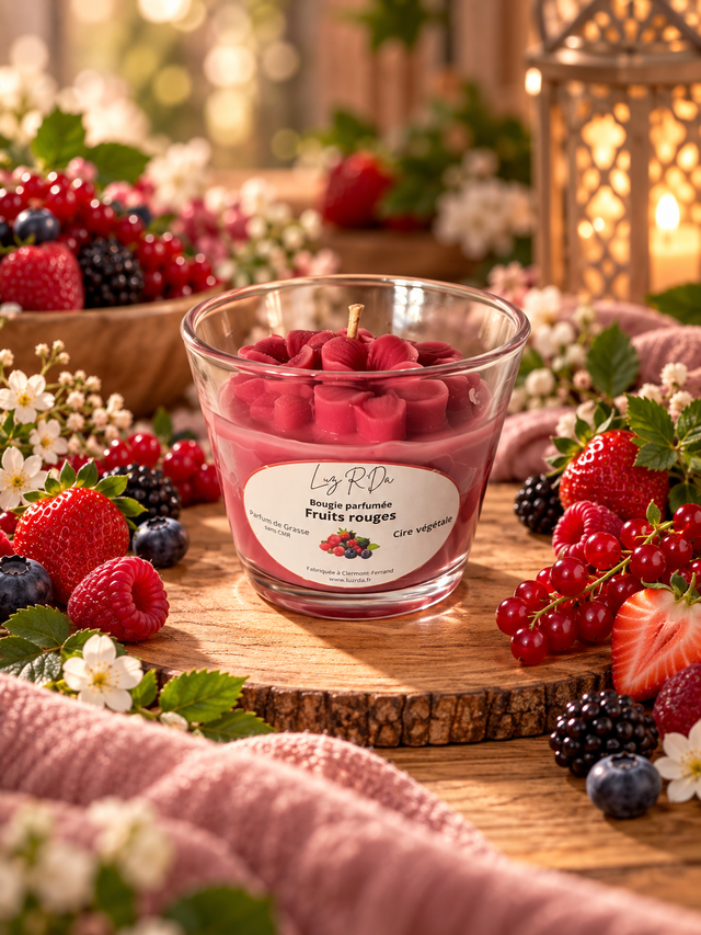 Bougie Déco - 80 grammes - "Fruits rouges"
