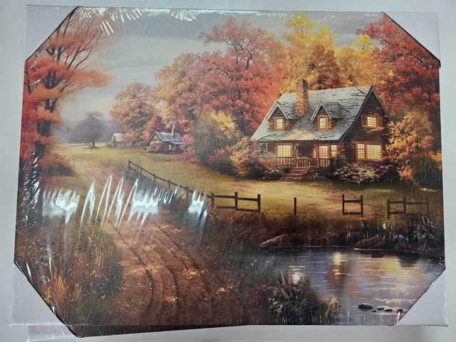 LED-Wandbild „Herbstwald“ – 40 × 30 cm, 10 LEDs