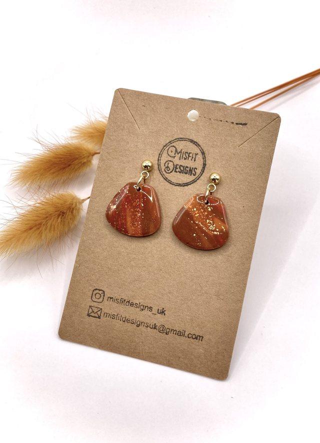 Brown marble drop earrings