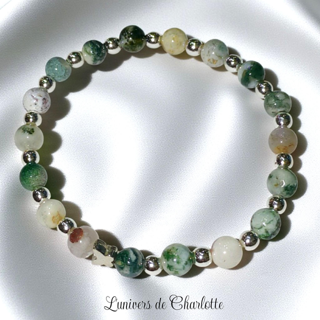 Bracelet "Agate arborisée" - Perle 6 mm - REF50