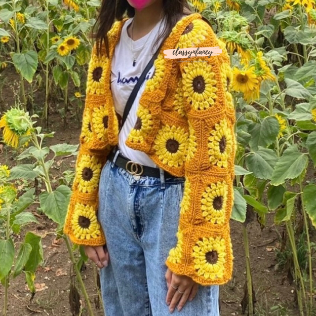 sunflower cardigan crochet 