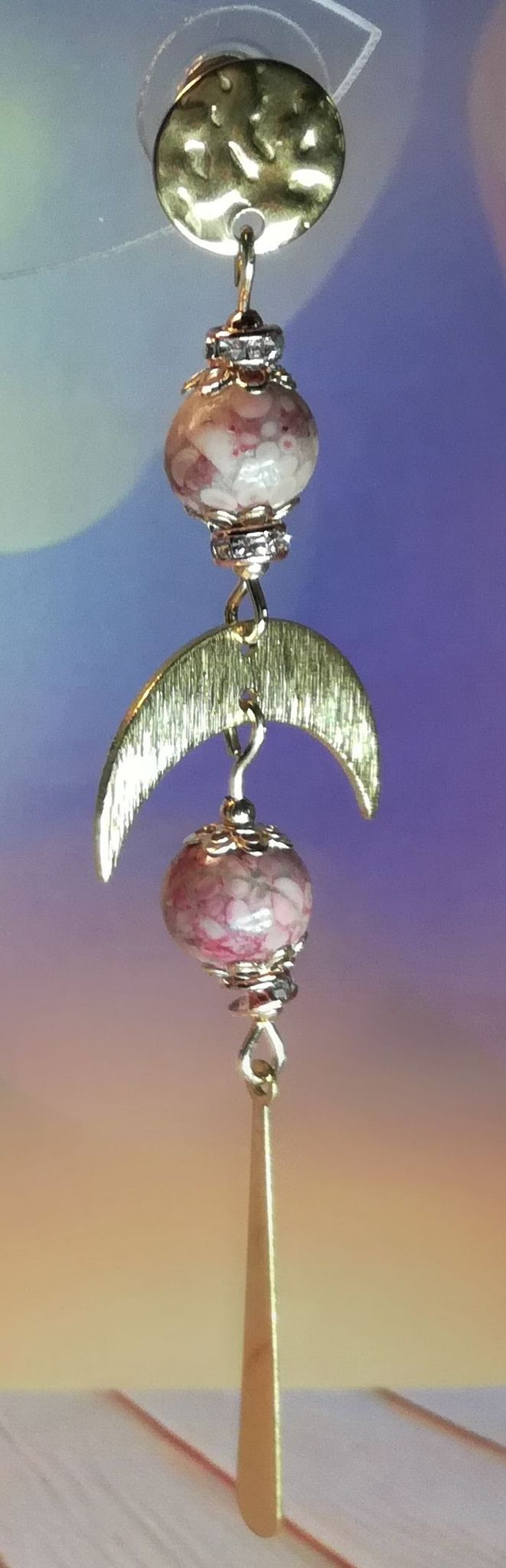 Boucles d'oreille corail fossile rose