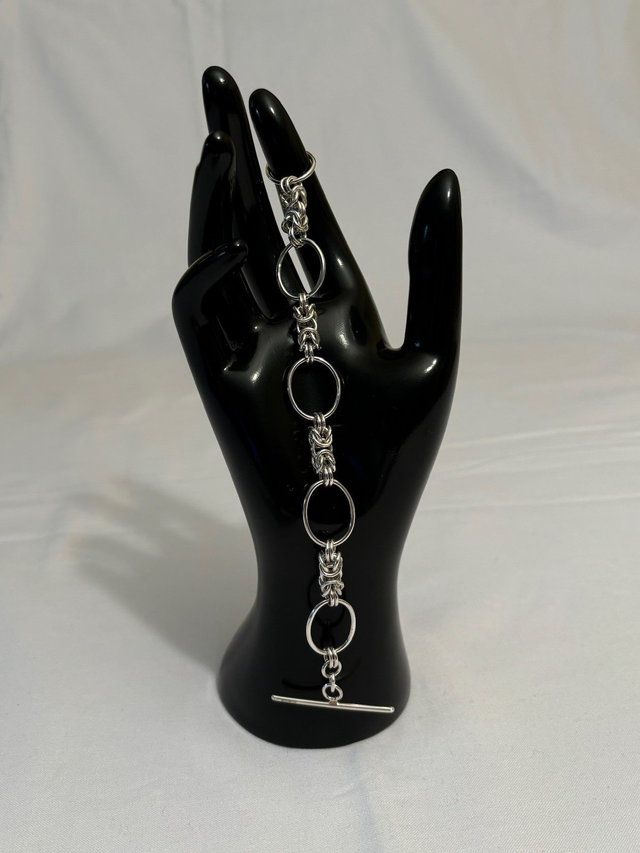 Sterling Silver Byzantine & Oval Link Bracelet – Handmade & Hallmarked