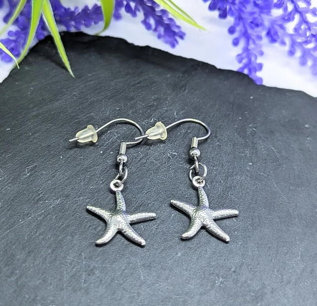 Stainless Steel Starfish Drop Earrings 