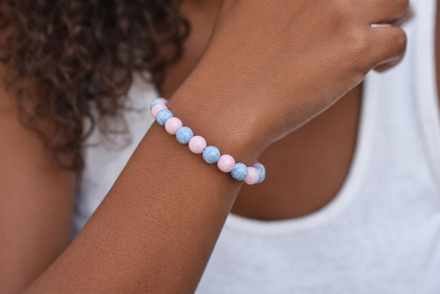 Bracelet Sérénité : Quartz Rose &amp; Aigue-Marine