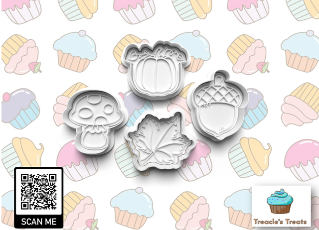 Autumn Theme Fondant/cookie stamps with cutters