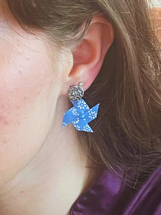 Boucles d’oreilles « Moulins en Papier Japonais »