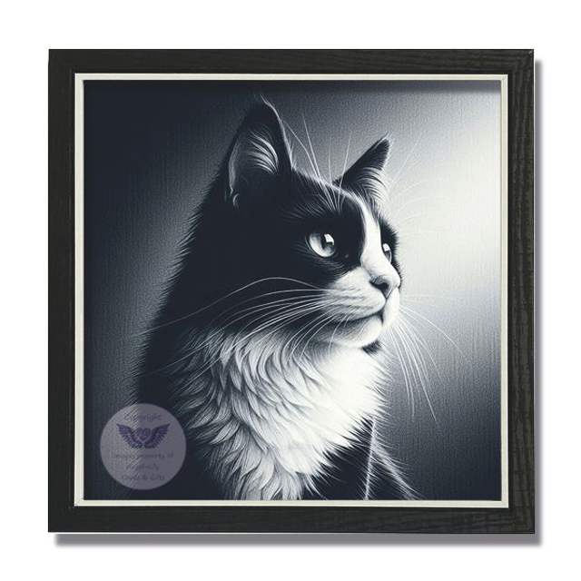 Artistic print of cat in square frame (C33)