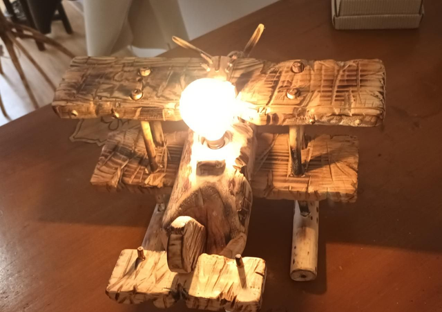 Rustic wood lamp hidroplane