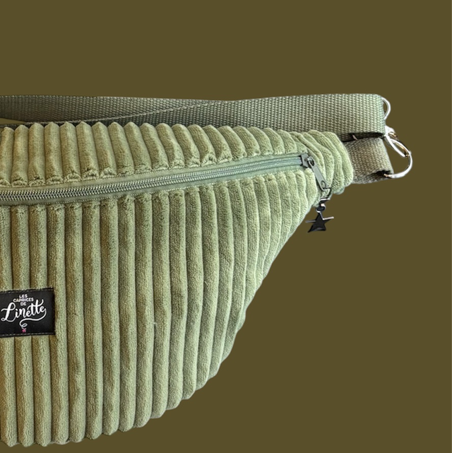 SAC BANANE VELOURS KAKI