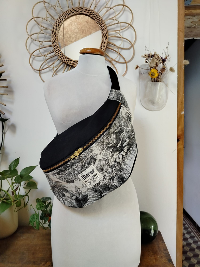 sac banane xxl toile jouy et noir 