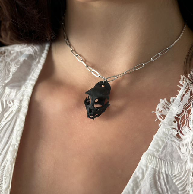 LOKI - Collier crâne de chat en acier inoxydable