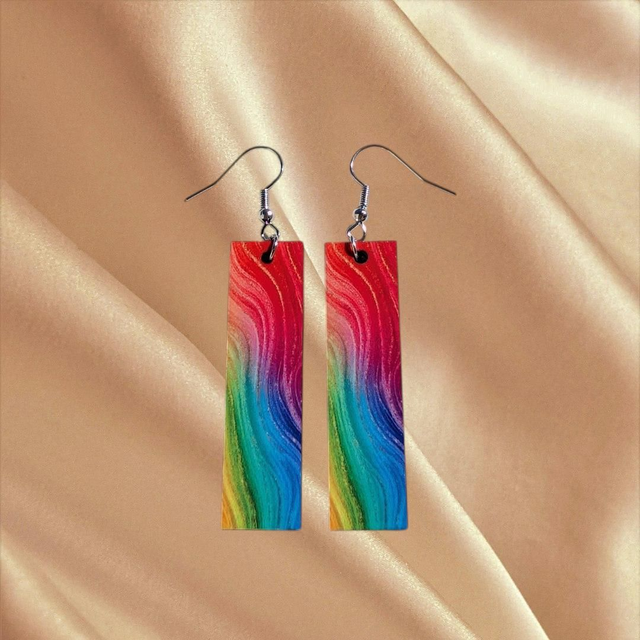 N°67 Boucles d'oreilles rectangulaire fantaisie hypoallergénique 