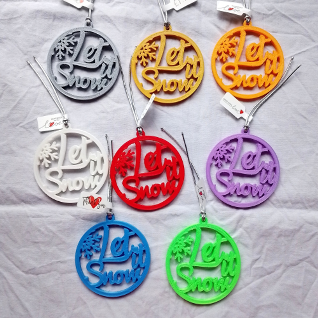 3D Printed Let It Snow Christmas Tree Decoration in 8 Vibrant Colours