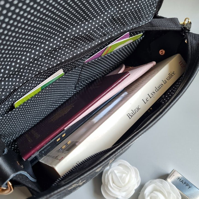 Mini-sac cartable "Tombo" noir & simili cuir noir