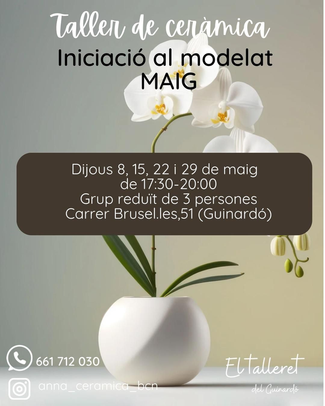 Taller de introducción al modelado - 8, 15, 22 y 29 de Mayo, de 17:30-20:00h - 100€