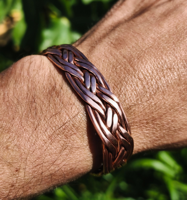 Bracelet en cuivre 8 brins tressés - Bijou artisanal