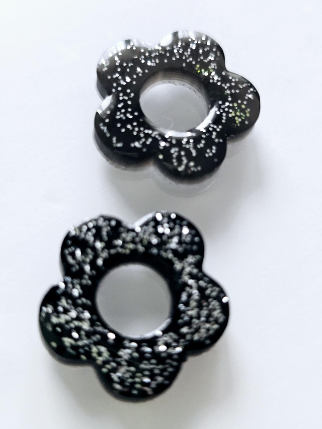 PAMPILLES NOIRES FINES PAILLETTES ARGENT