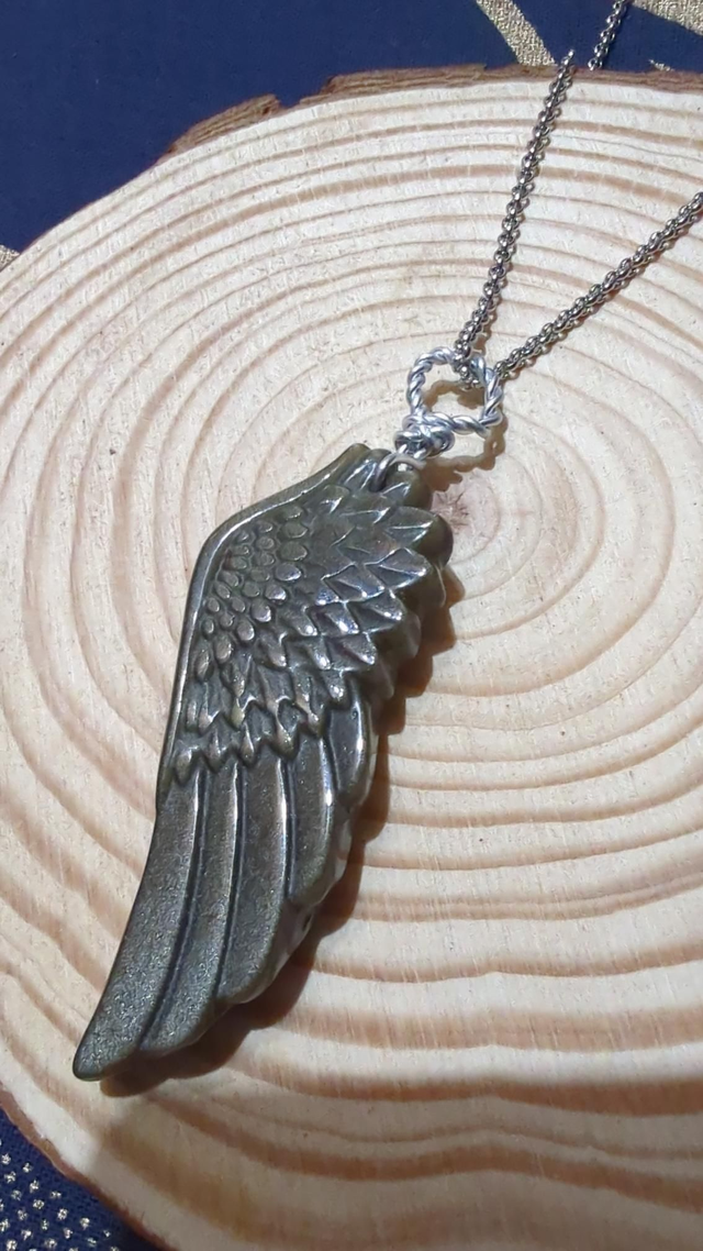 Pendentif Obsidienne dorée Aile d'ange 