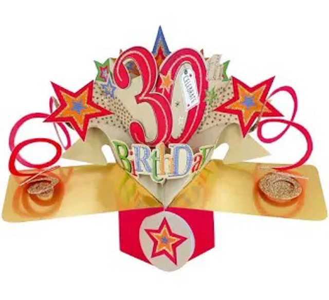 30th pop out card male 