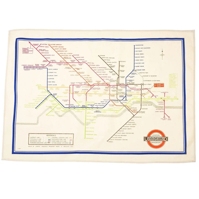 Cotton Tea Towel - Tfl Heritage Tube Map