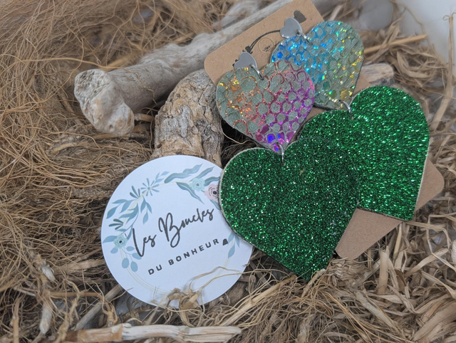 Boucles d&#039;oreilles Marie Laure ml009 vert paillettes 