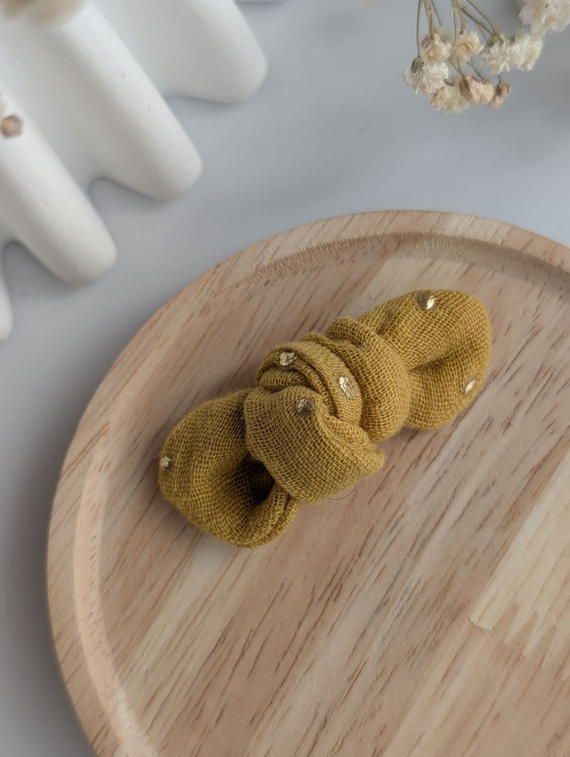 Barrette noeud Romie à pois doré