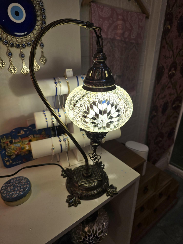 Large Mosaic Swanneck Table Lamp