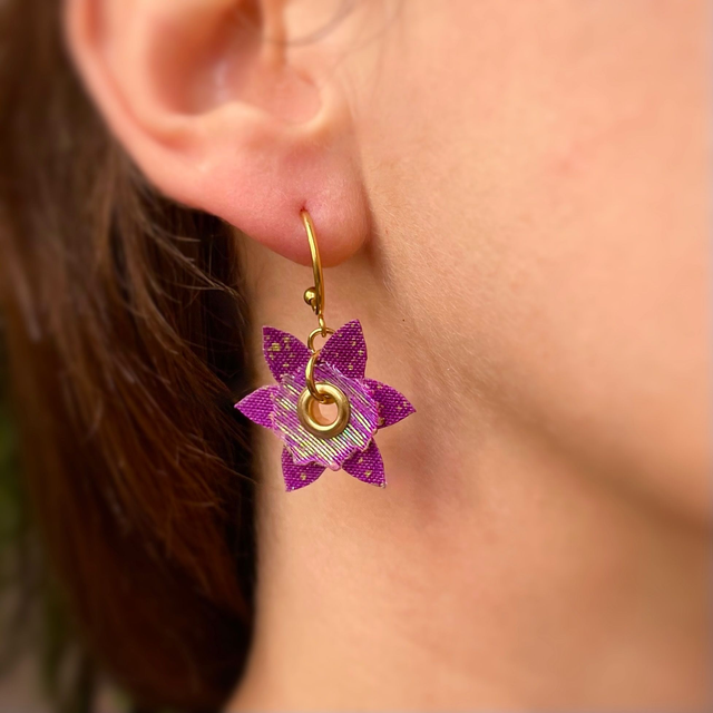 Nymphéas Violets - Tissu coton et polyester violet