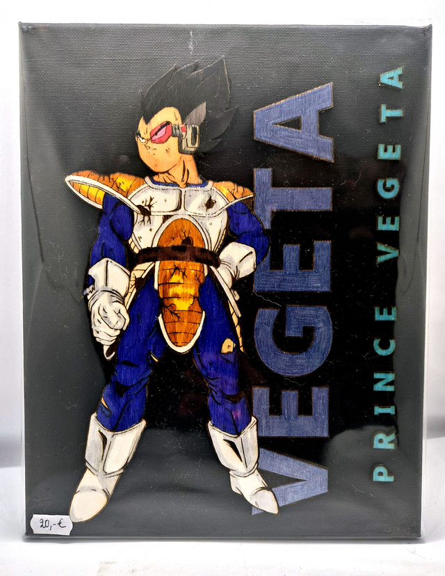 Toile avec gravure sur bois - Dragon Ball - Vegeta