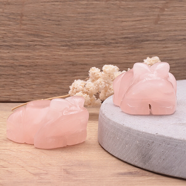 Grenouille porte bonheur Quartz rose