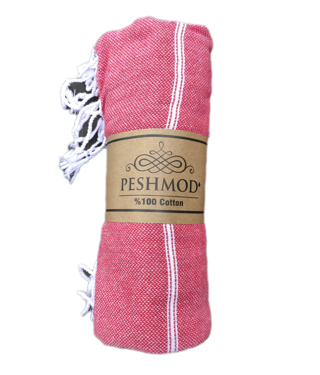 SULTAN PESHTEMAL 175x90 Turecki Ręcznik do Sauny, Hammamu, na Plażę CZERWONY