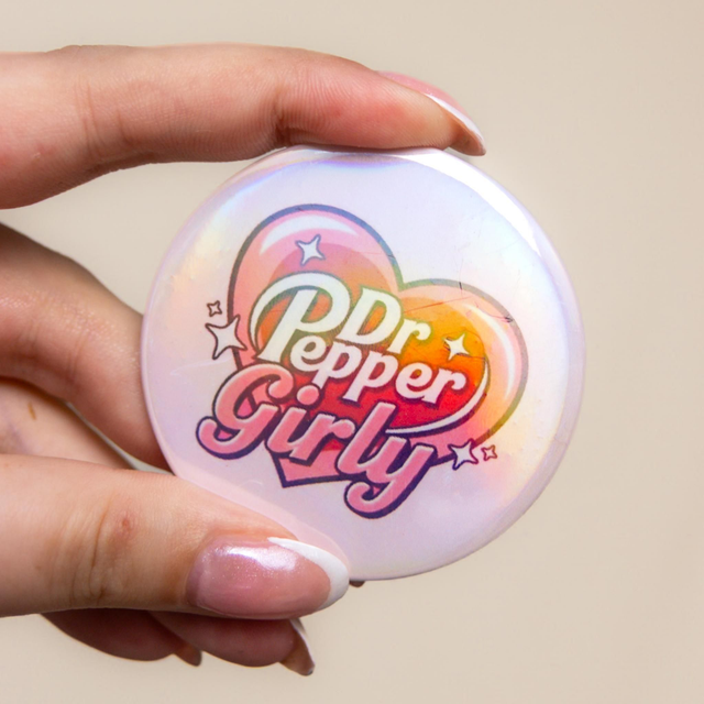 'Dr Pepper Girly' - Large Badge (Holographic)