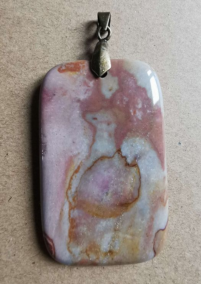 Grand Pendentif en Jaspe Picasso - rectangle 