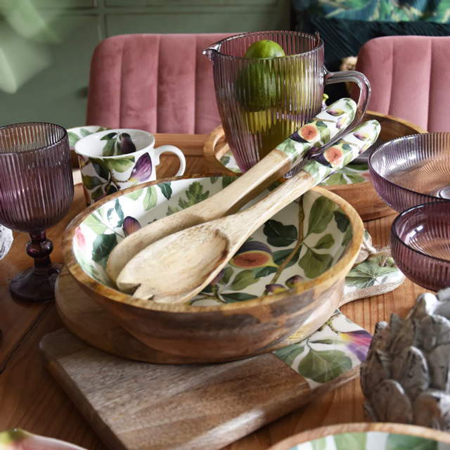 Mango Wood Fig Print Bowl