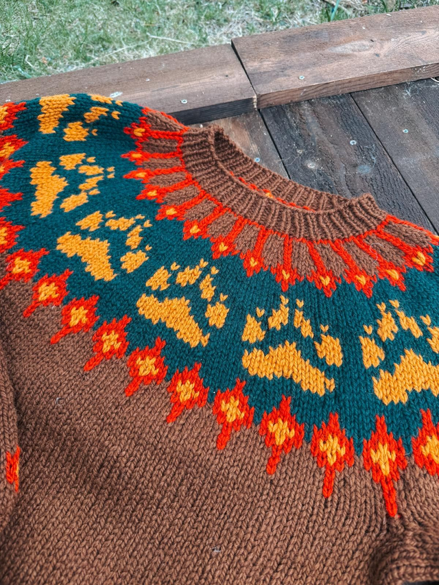 Wilderness Sweater Kit - Col 30 (Brown &amp; Ochre Norwegian Wool) - Yarn &amp; Pattern - Linka Neumann