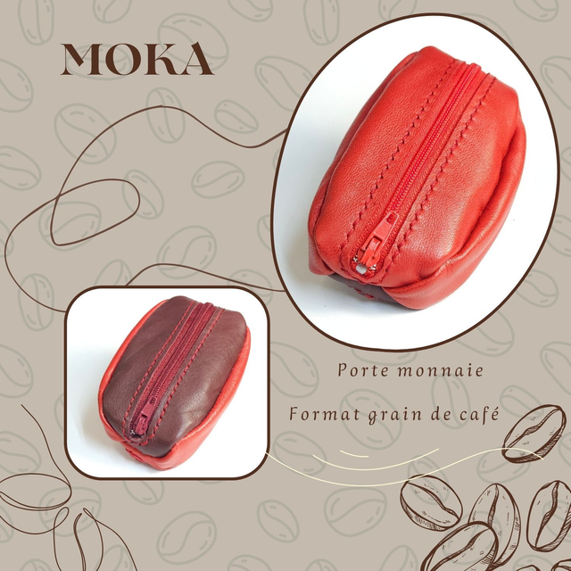 MOKA porte monnaie Grain de café - Rouge / Bordeaux
