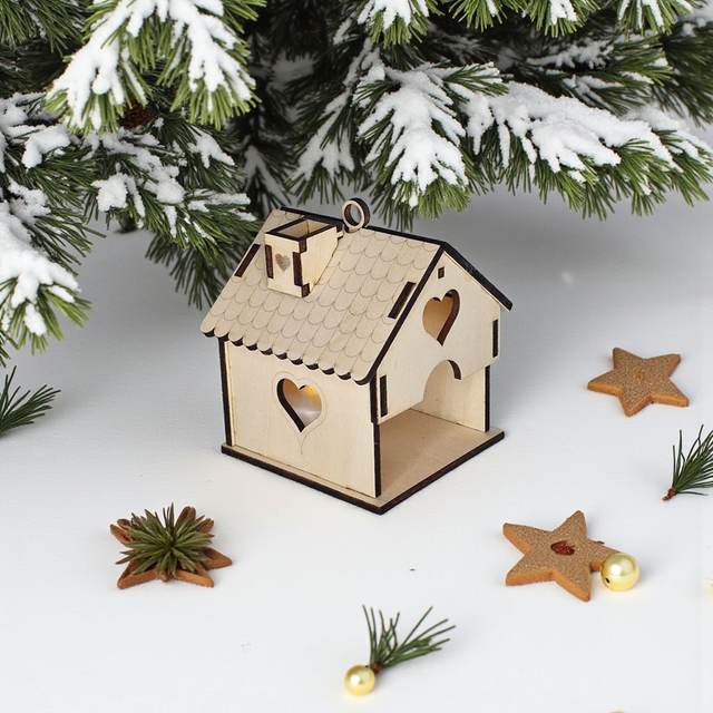 Décoration de sapin de Noël maison en bois, cadeau personnalisé - chalet de Noël déco Renne